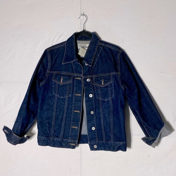 Vintage Reflect Jeans Oversized Dark Wash Button Up Denim Jean Jacket M - Picture 2 of 13